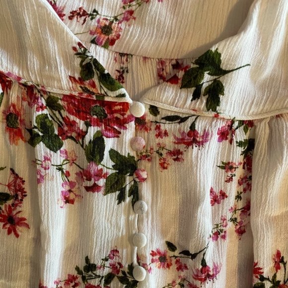 💙 B Skies Are Blue Floral Half Sleeve Top 3x Flow - Picture 3 of 6